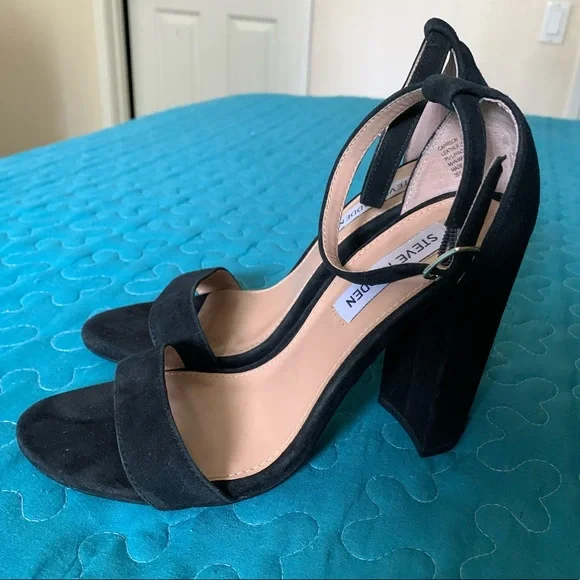 Steve Madden -Carrson Black Leather heeled sandals - Picture 4 of 11